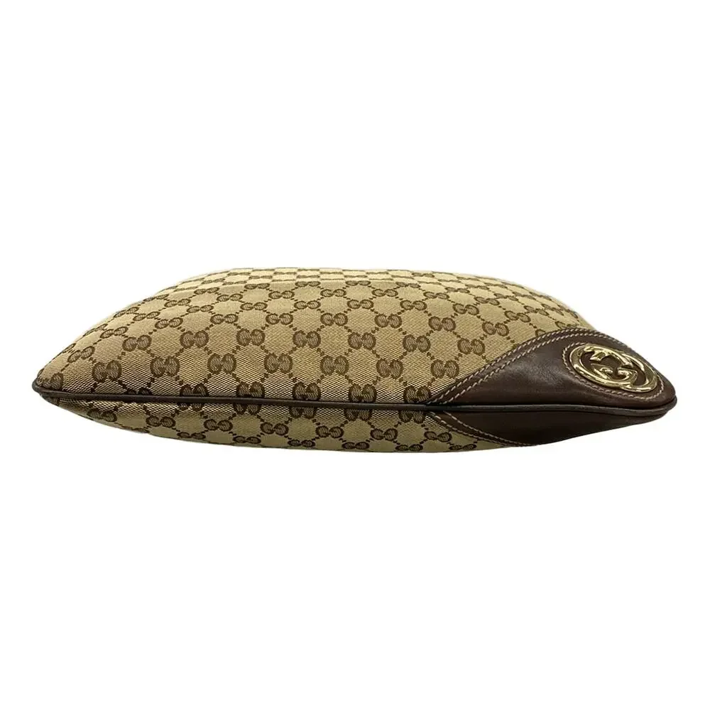 Gucci GG/New Britt Handbag 169947 Beige Dark Brown Jacquard Leather